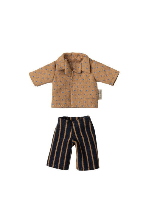 CAMISA DE TOPOS Y PANTALÓN A RAYAS PARA PAPÁ RATONCITO (FATHER), MAILEG