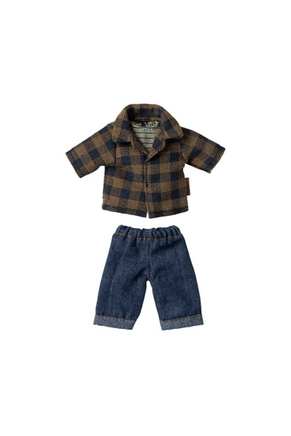 CAMISA A CUADROS MARRÓN Y PANTALÓN PARA PAPÁ RATÓN(FATHER), MAILEG